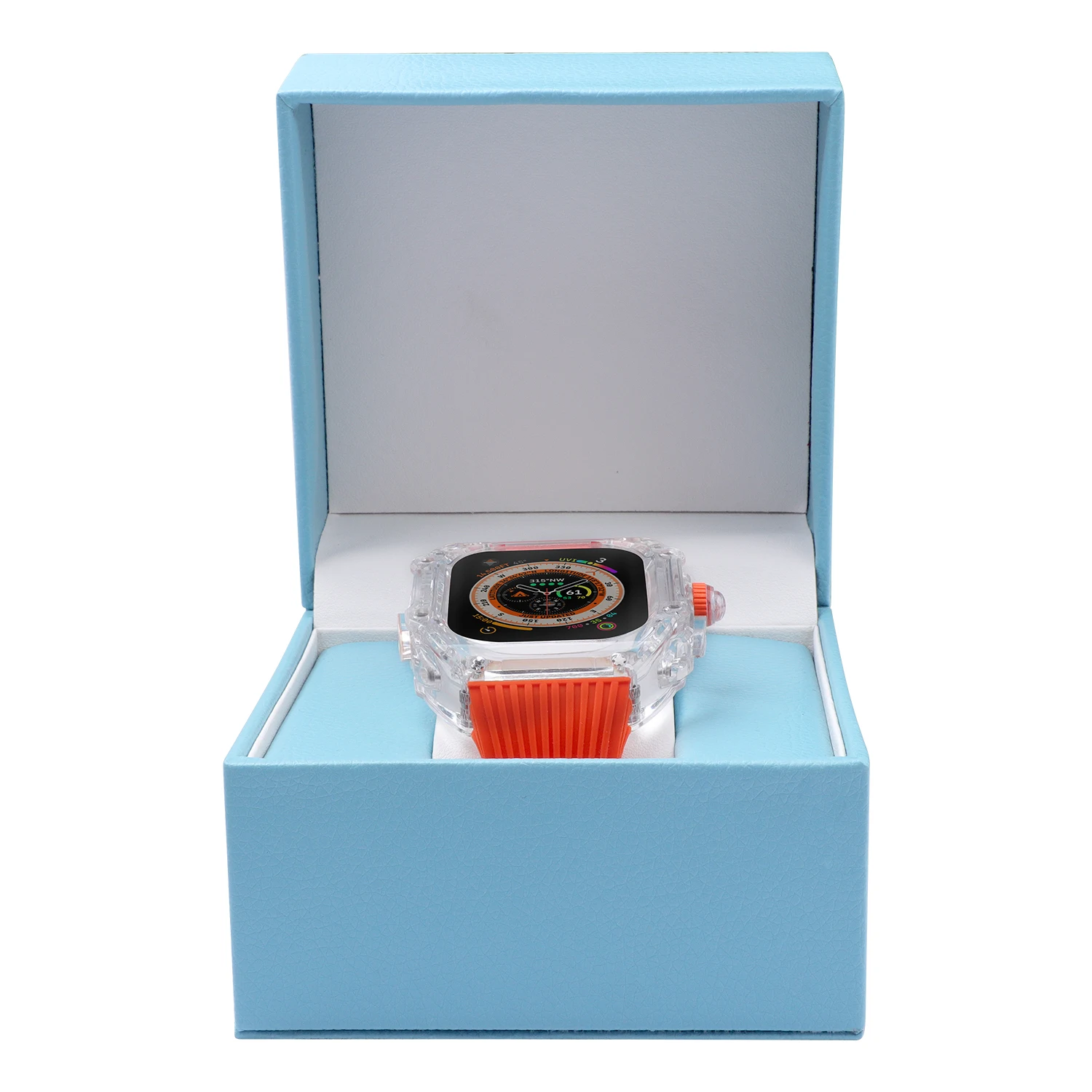 Transparent Mod Kit Case For Apple Watch 49mm 45MM 44MM Rubber Sports Band For iWatch Series Ultra 8 7 6 5 4 SE Silicone Strap