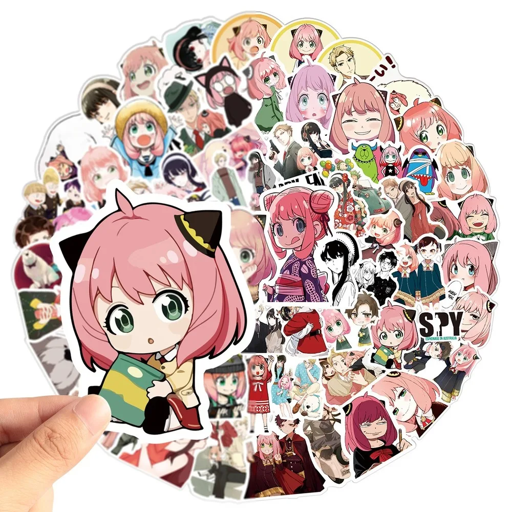 

New 100PCS Spy X Family Stickers Anime Stickers for Laptop Fridge Phone Skateboard Suitcase Luggage Decals Gift Waku Waku Kawaii