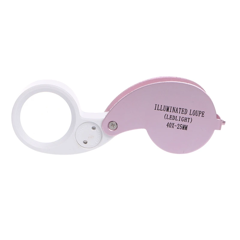 

40X 25mm Glass Magnifying Magnifier Len Jeweler Eye Jewelry Loupe With LED Light