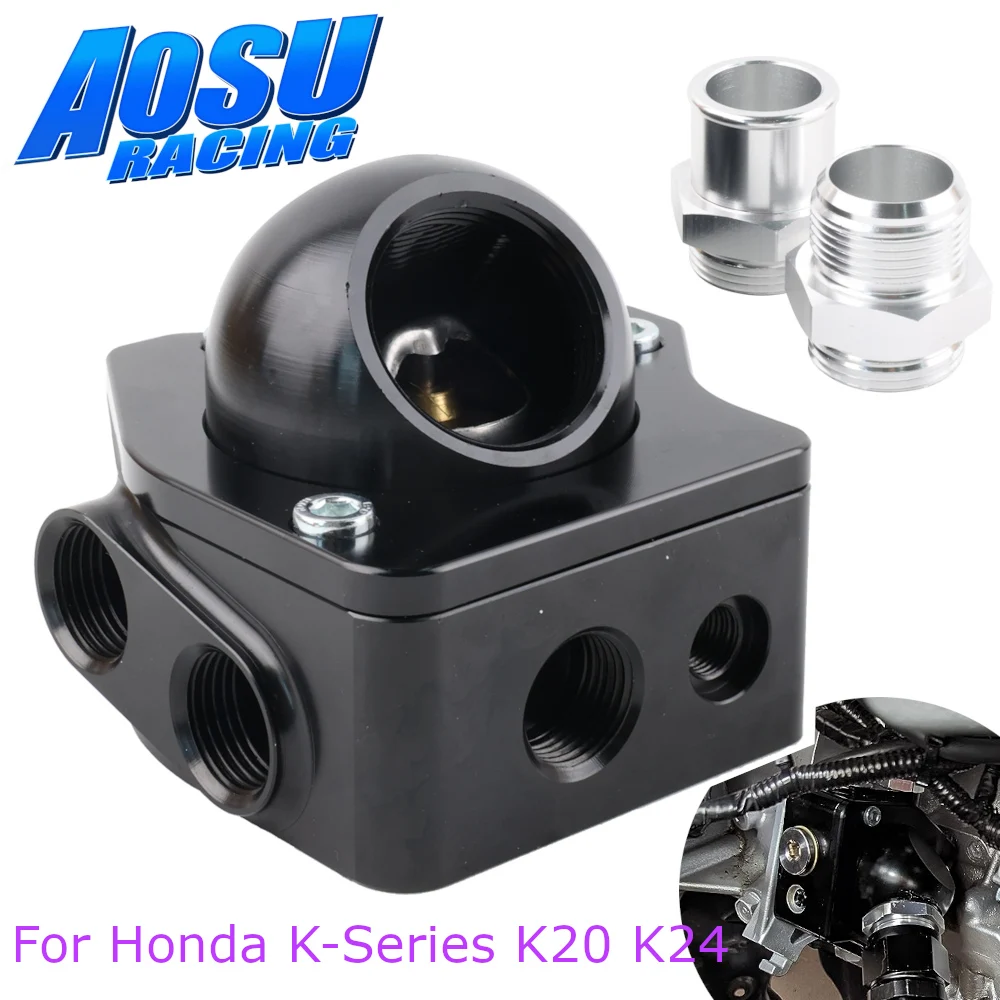 

K20 K24 Корпус шейного термостата V2 для двигателей Honda K-Series Шланг радиатора K Замена черный алюминий