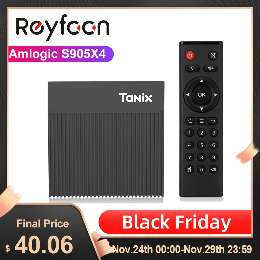  2T2R Dual Wifi Tanix X4 Amlogic S905X4 Android 11.0 TV Box Support AV1 H.265 8K Google Voice Youtube Media Player 4GB 32GB 64GB 