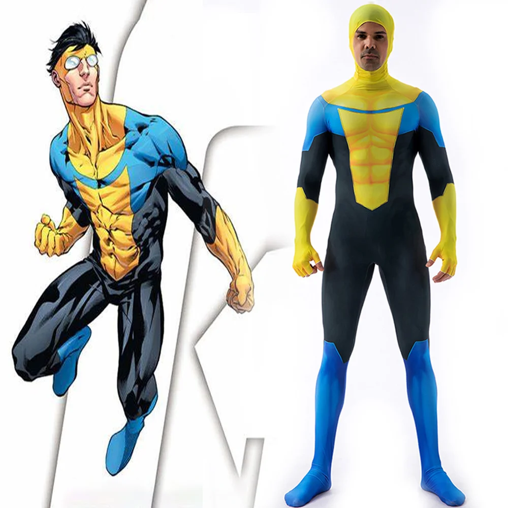

TV Show Invincible Costume Cosplay Superhero Lycra Spandex Zentai Suits Invincible Halloween Costume Bodysuits for Adult Kids