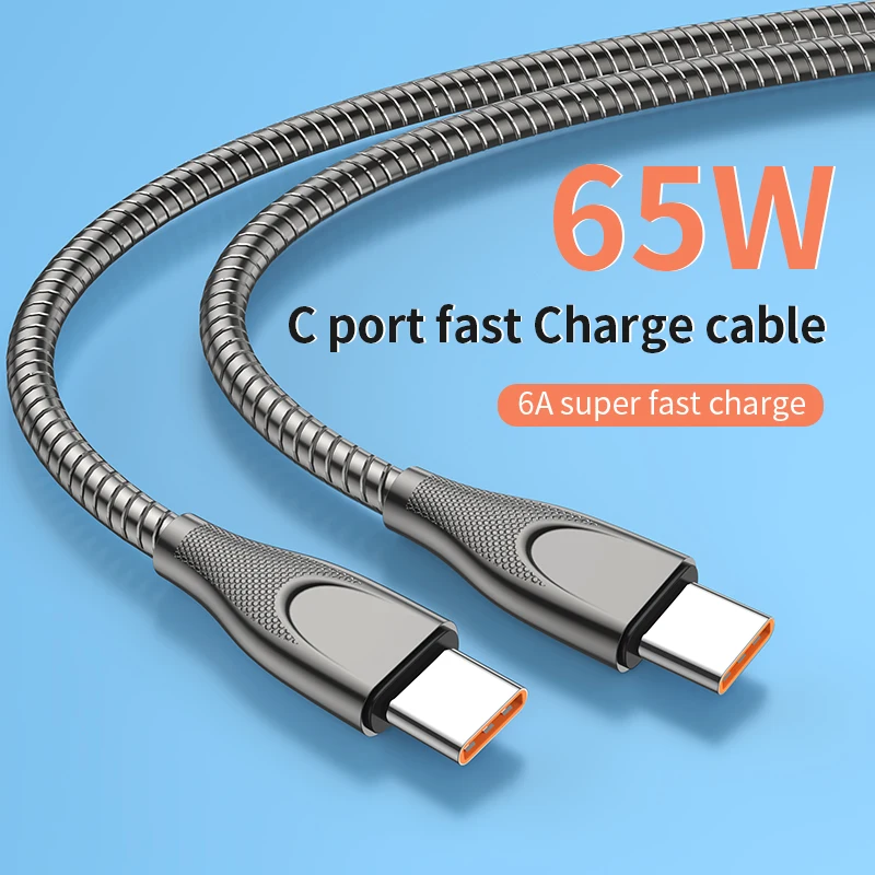 

65W USB C To USB Type C Cable USBC PD Fast Charger Cord USB-C 6A Type-c Cable For Xiaomi Samsung S20 For Macbook iPad Huawei