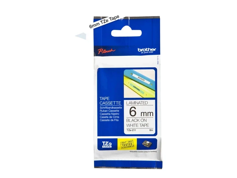 

BROTHER 1/4" TZE TAPE BLACK/WHITE Paper and Access.