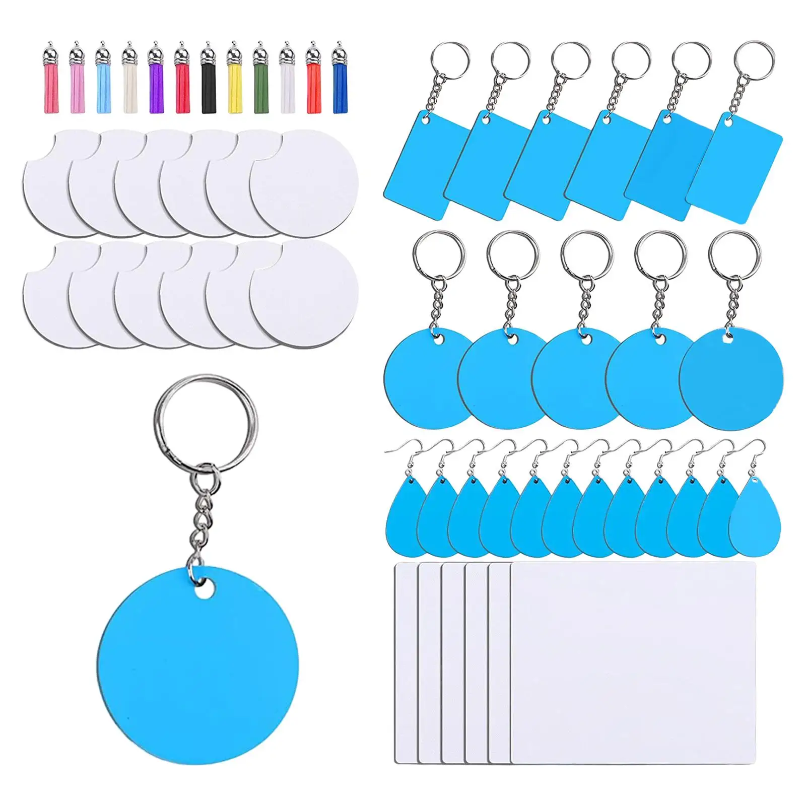 

54 шт. сублимационные пустые продукты DIY простой в использовании креативный подарок двухсторонние сублимированные аксессуары брелок, серьг...