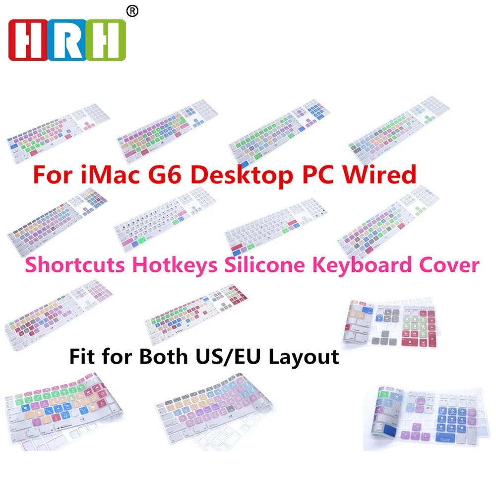 Купи HRH Slim Shortcuts Hotkeys Silicone Keyboard Cover For Apple Keyboard With Numeric Keypad Wired USB for iMac G6 Desktop PC Wired за 299 рублей в магазине AliExpress