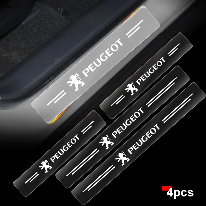 

4pcs Transparent Decal Car Threshold Sticker for Peugeot 107 108 206 207 301 308 307 407 408 508 2008 3008 4008 5008 Interior