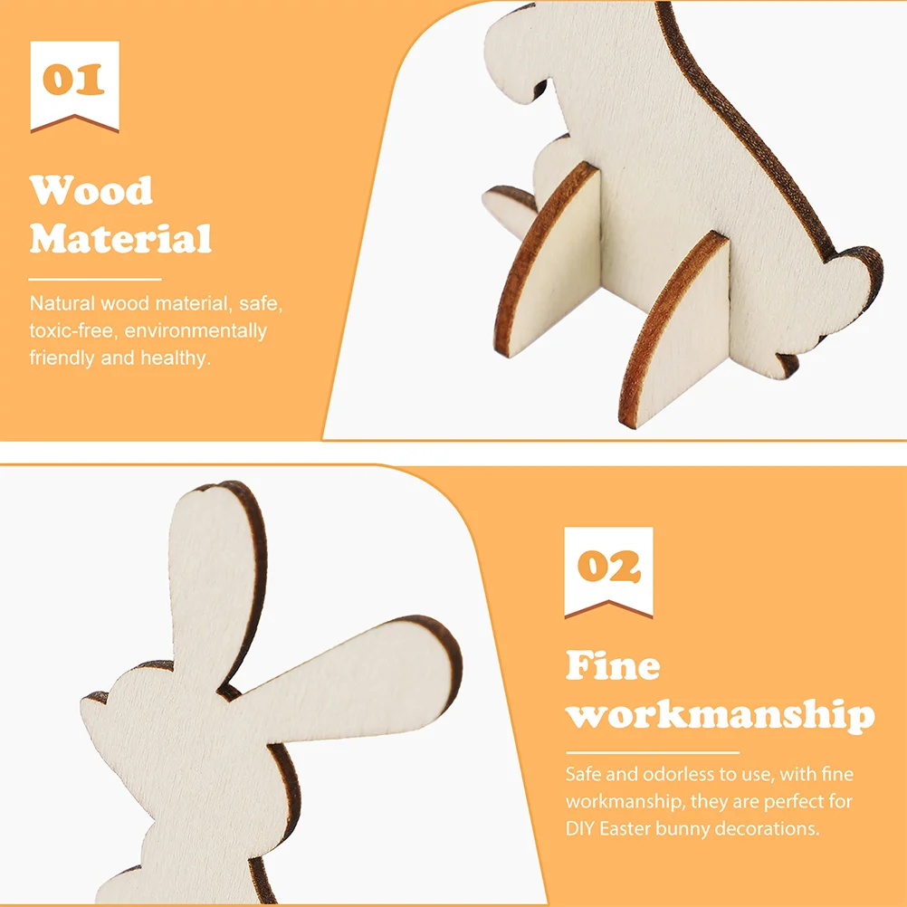 

8 Pcs Wooden Rabbit Adorns Lovely Bunny Ornaments Bunny Statue DIY Decors