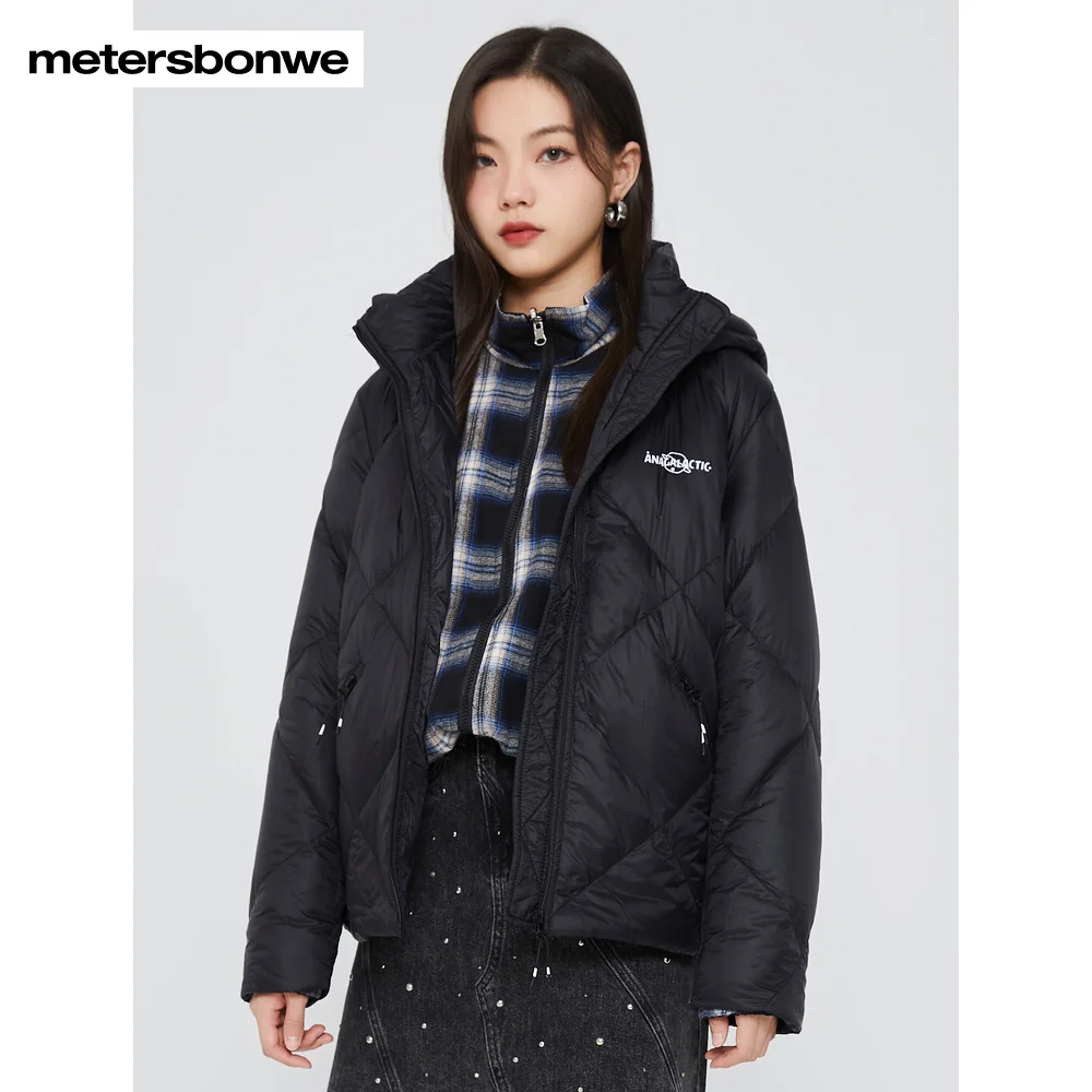 Metersbonwe Women Graphene Fabric Solid Color Warm Down Wear With Hooded 90%Duck Down Ultralight Thin Early Winter Down Jackets
