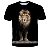 new personality lion mens 3d printing short sleeved t shirt summer hip hop o neck casual sports breathable light fitness