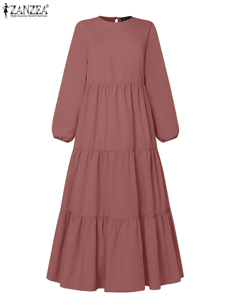 ZANZEA мусульманское модное платье Абая с длинным рукавом осеннее клетчатое