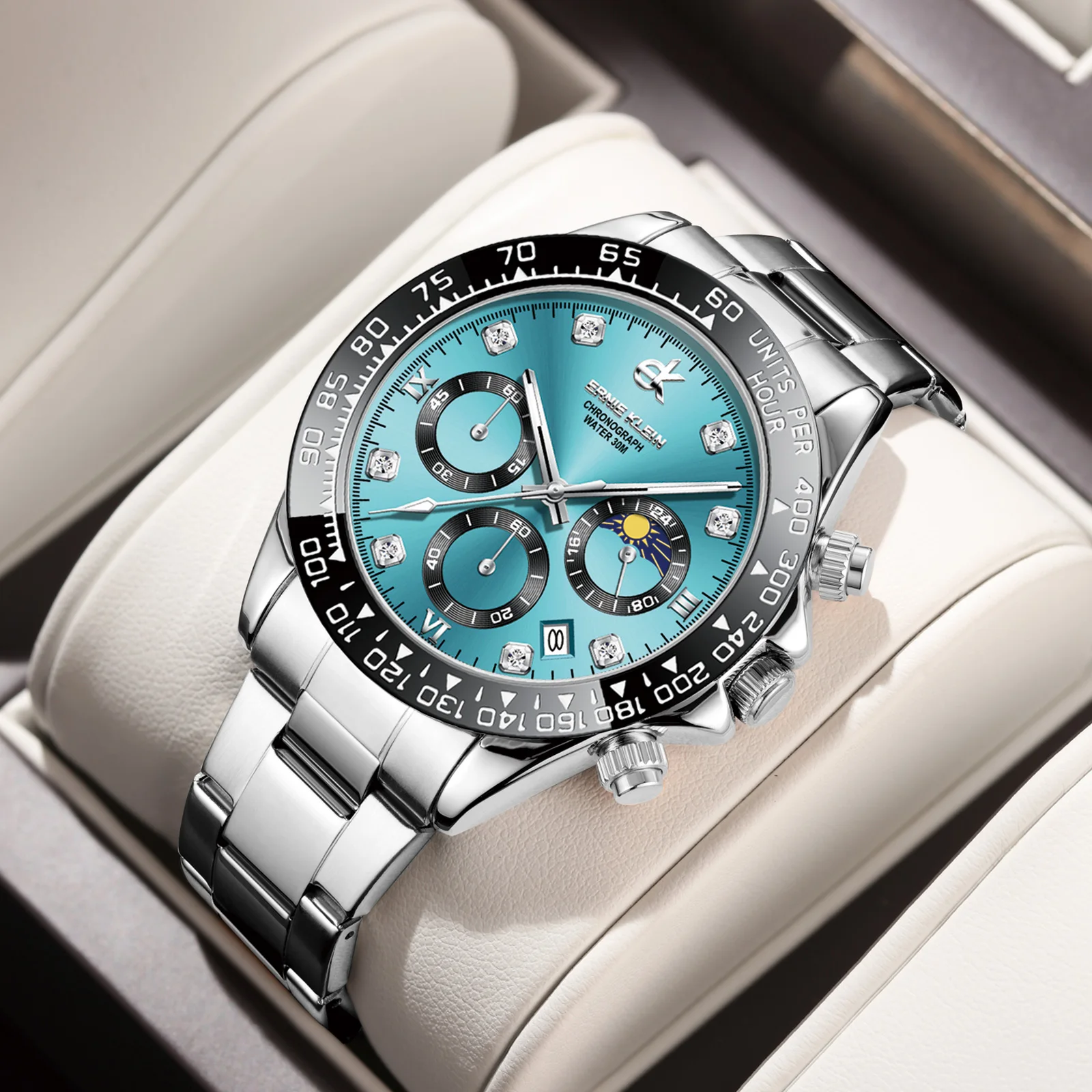 Часы ERNIE KLEIN для мужчин роскошные многофункциональные водонепроницаемые