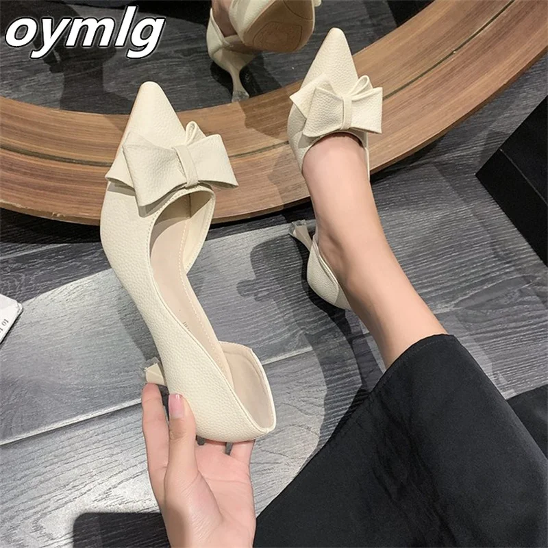 

Elegant 2022 autumn new style bow high heels women's dress shallow pointed toe stiletto shoes high heels women