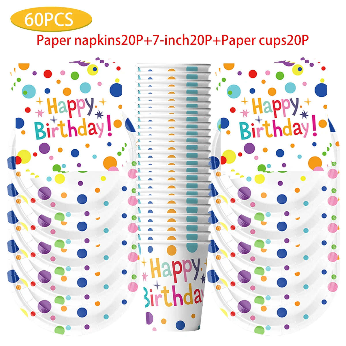 Красочная посуда в горошек для дня рождения одноразовые бумажные тарелки чашки