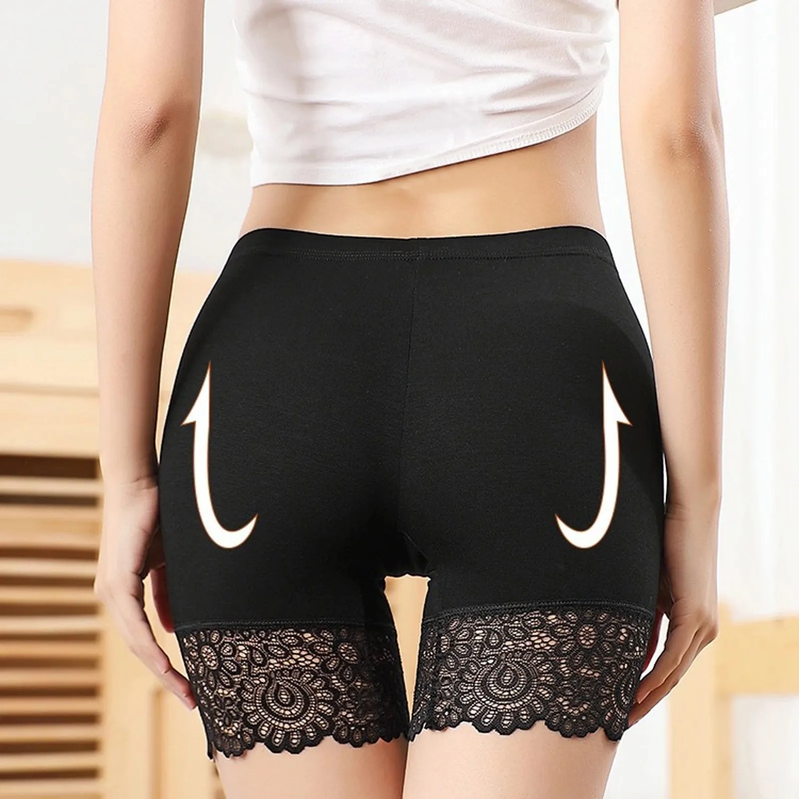 

Women Sexy Lace Safety Shorts Pants High Waist Seamless Cotton Panties Female Spandex Slimming Shorts Boxers for Ladies