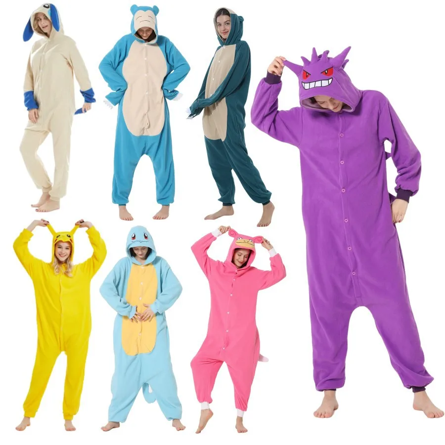 

Pokemon Onesies Squirtle Adults Cosplay Costume Pikachu One-Piece Pajama Halloween Full Body Pijama Christmas Sleepwear