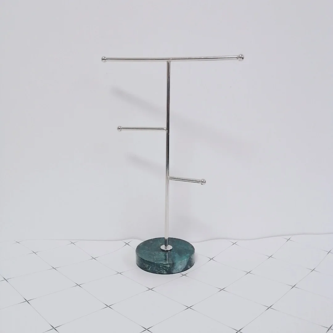 High Level Marble Bottom Gold T-shaped Earrings Ring Necklace Watch Jewelry Shelf Jewelry Stand Counter Pendant Jewelry Display