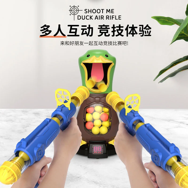

New Air Pump Shooting Target Game Shooting Games Toy Gun Toy Shooting Duck Mouth Electric Scoring Sound Soft Balls Games