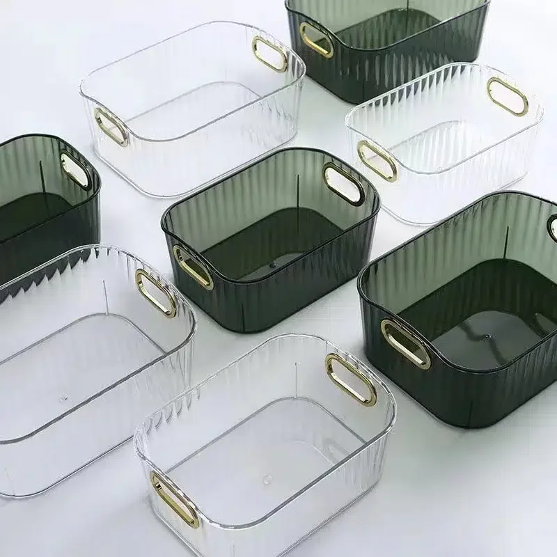 

1pc Stylish Transparent Storage Box (28cm X 21cm X 10cm) Stackable Bathroom & Bedroom Organizer, Durable, Living Room, Bedroom,
