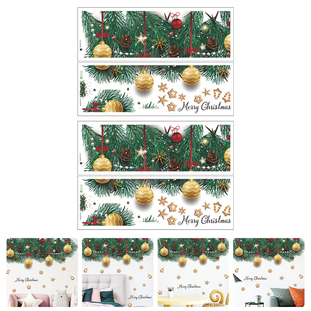 

4 Sheets Funny Christmas Style Wall Decal Shop Window Xmas Decorative Sticker