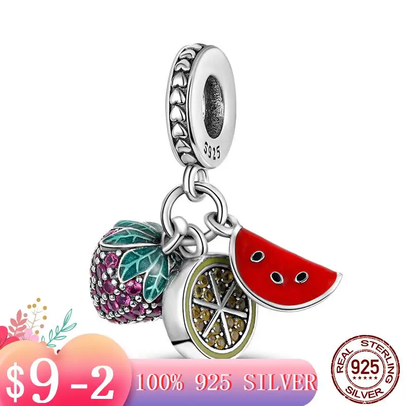 

Браслет женский из серебра 925 пробы с изображением клубники, арбуза, лимона