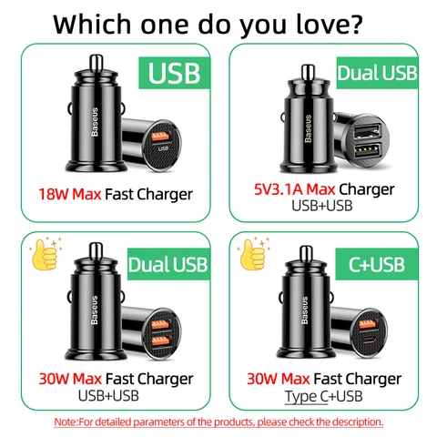Baseus 5 шт. Автомобильное зарядное устройство USB Quick Charge QC4.0 QC3.0 PD3.0 SCP PPS 5A Тип C 30 Вт Быстрое зарядное устройство USB для мобильного телефона iPhone Xiaomi