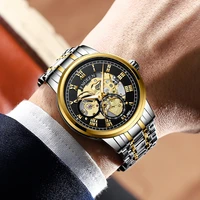 fngeen new mens watches luxury brand automatic mechanical waterproof skeleton watch watch men luminous hands relogio masculino