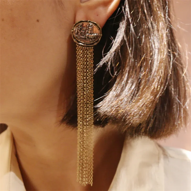 Байяман древние монеты-цепочки с бахромой серьги в европейском и американском