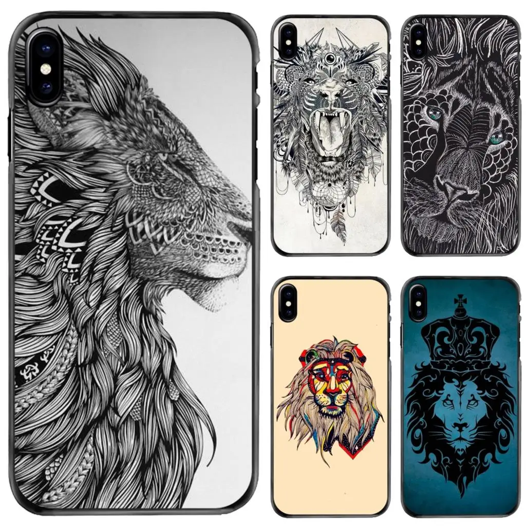 

For Apple iPhone 11 12 13 14 Pro MAX Mini 5 5S SE 6 6S 7 8 Plus 10 X XR XS Aztec Ethnic Tribal Lion Totem Hard Phone Shell Case