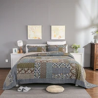chausub cotton patchwork quilt set 3pcs quilted bedspread on the bed pillowcase king size summer double blanket coverlet