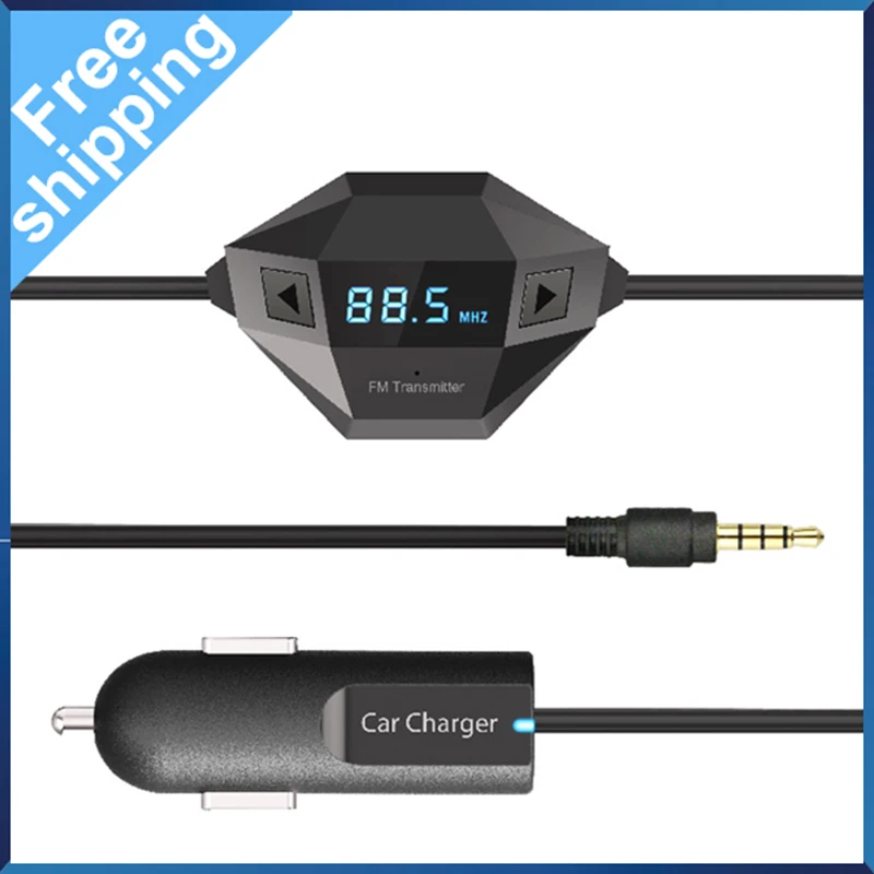 

Wireless FM Transmitter Car Kit with 3.5mm Portable Handsfree Aux Audio Charge Car Accessories FM Modulat