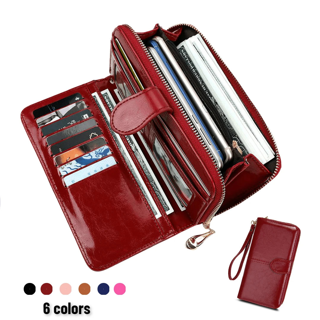 

Women Wallet Vintage Pu Leather Ladies Purses Fashion Long Zipper Women's Wallet Money Coin Card Holder Female Long Clutch Purse