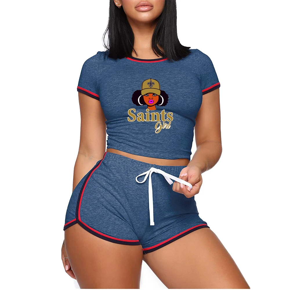 

2022 Summer Two Piece Suits Women Sport Fitness Outfits Set Short Sleeve Crop Tops Tshirt Leggings Pants Solid Yoga Tracksuit