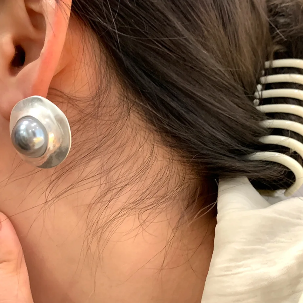 Винтажные матовые металлические жемчужные серьги HUANZHI неправильной