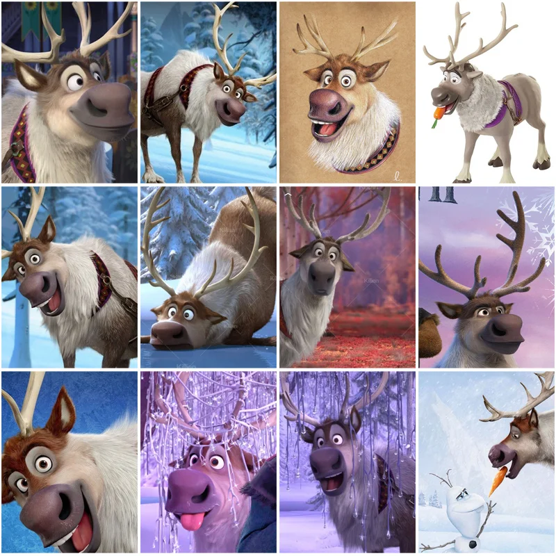 

Алмазная живопись Disney «Холодное сердце» Sven, мультяшная Вышивка крестиком, полная круглая Алмазная вышивка, Алмазная мозаика, домашний деко...