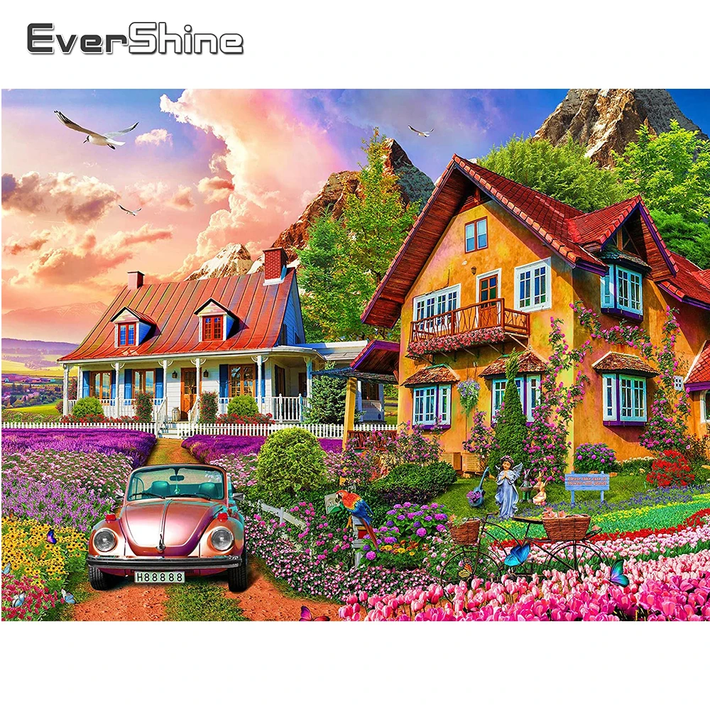 

EverShine полная алмазная мозаика вилла алмазная вышивка пейзаж сад вышивка крестиком картина из страз живопись декор для дома