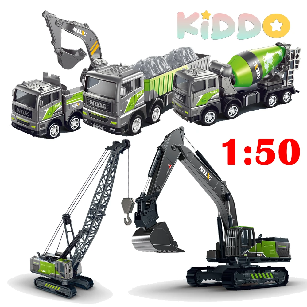 

1: 50 Diecast Simulation Alloy Model Car Children's Engineering Vehicle Excavator Trucks Crane Tanker Mixer Model Toys for Boys
