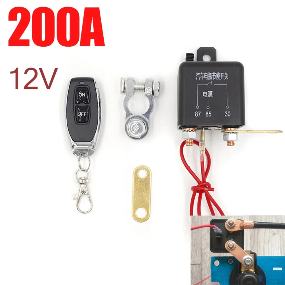 12V 200A Universal Battery Switch Relay Integrated Wireless Remote Control Car Power Disconnect Cut Off Isolator Master Switch