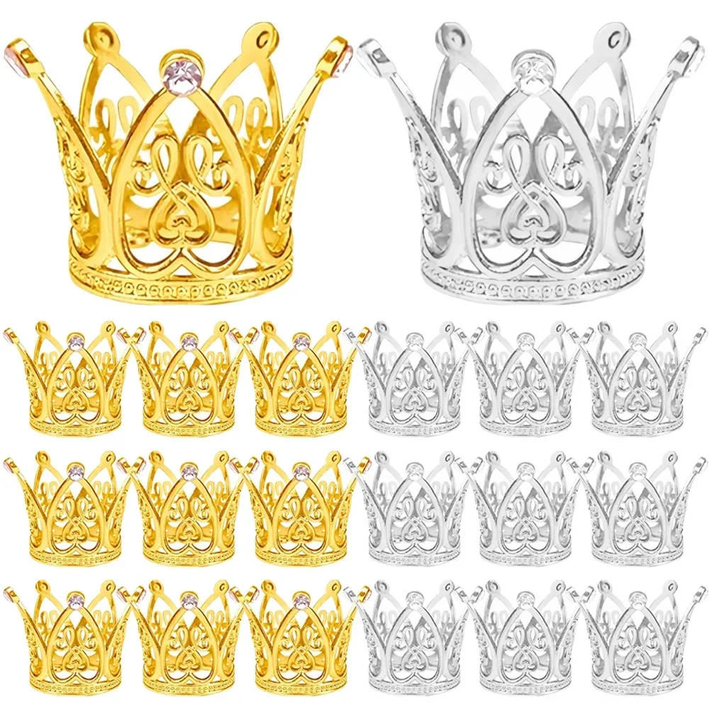 

30/1 шт. Золотая Корона, топпер для торта, мини жемчужная тиара, искусственная Тиара для цветочных букетов, украшение для детского дня рождения
