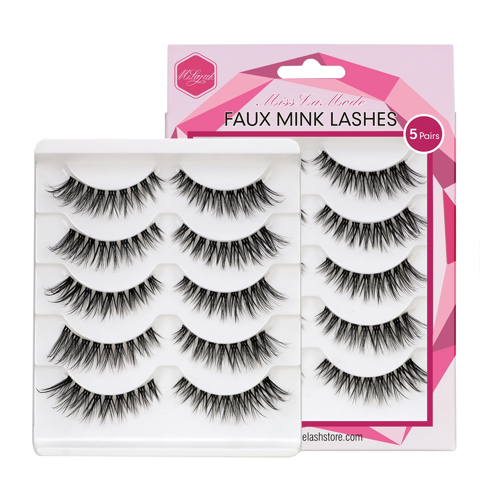 

Misslamode 5/10 pairs 3D Faux Cils Natural Mink False Lashes Handmade Luxurious Volume Wispy Natural False Fake Strip Eyelashes