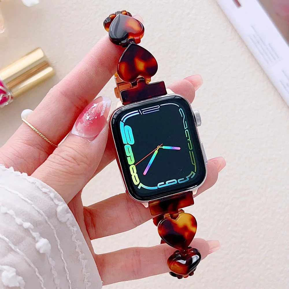 

Lightly Bracelet for Apple Watch Band 38mm 40mm 41mm Love 44mm 45mm 49mm Resin Women Slim Bangle Strap for Series 8 7 SE 6 5 4 3