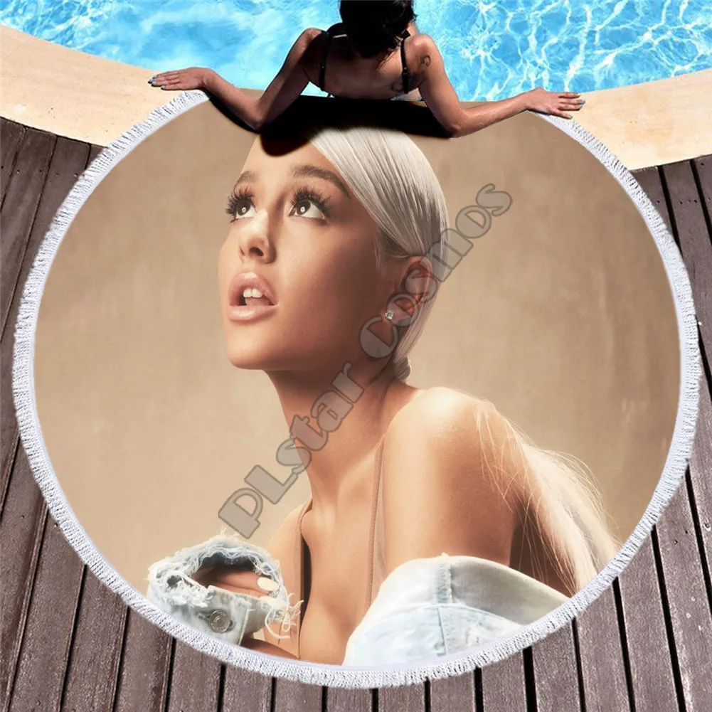 

Towel Beach Towel Shawl Fast Drying Swimming Gym Camping Big Round Beach Towel Star Singer Ariana Grande 3D Print Beach Towel 01