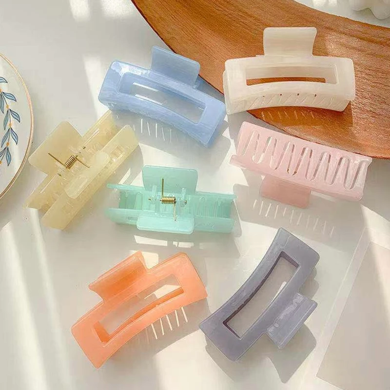 

Jelly-colored Square Grab Clip Headdress Hair Grab Temperament Clip Hair Claw Hairpin Clips Hair Women Girls Hair Accessories