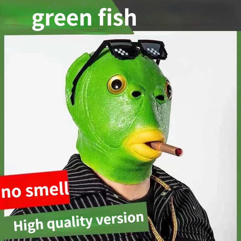 

2023 Косплей Аниме зеленая голова рыбы маски для взрослых на Хэллоуин Пурим костюм аксессуары для рождественской вечеринки забавная шапка с животными Лидер продаж