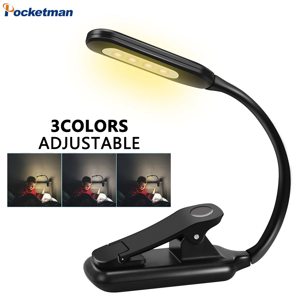 

9LED Book Light USB Reading Clip Lamp 3colors Home Bedside Night Lamp Adjustable Angle Student Eye Protection Bedside Lamp Gift