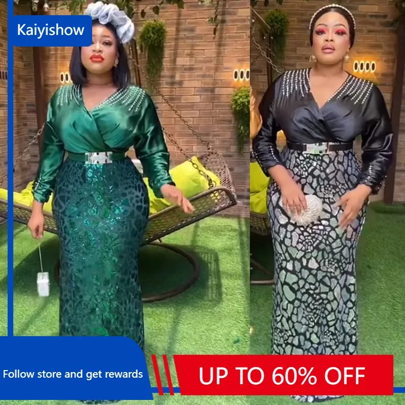 

Элегантные свадебные вечерние платья для женщин 2023 Дубай Африканское вечернее платье с длинным рукавом Анкара Дашики Платье-Русалка Женская одежда