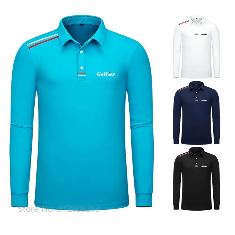 

Golfist Men New Polo T-shirt Man Long-Sleeve Golf Sports Shirt Casual Elastic Tops Man Striped Breathable Jersey Autumn S-3XL