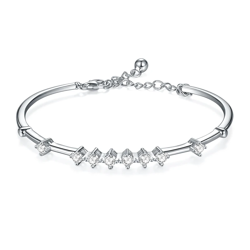 

925 Sterling Silver 3.0mm/8p D Color Moissanite Diamond Round Cut Moissanite Bracelet Woman Fine Jewelry