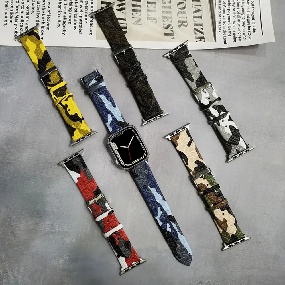 

Strap For Apple watch band 49mm 45mm 41mm 44mm 40mm Genuine leather watchband bracelet correa for iwatch series 7 6 se 5 4 3