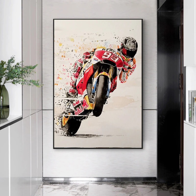 

Картина на холсте с изображением граффити, ярких цветов, мотоциклиста, современные настенные картины для гостиной, домашний декор